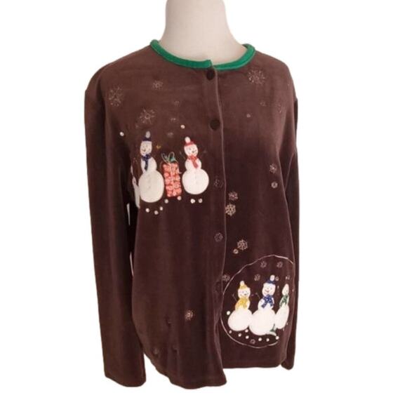 Karen scott embroidered snowman and presents - Picture 1 of 9